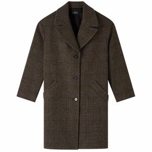 A.P.C. Women's Dark Brown Checkered Trench Coat
